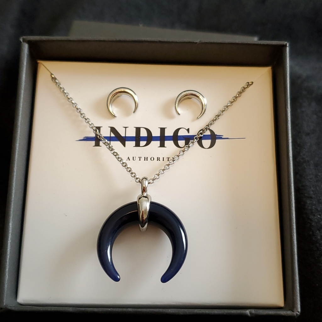 Indigo Authority Earring & Necklace Set Nwot